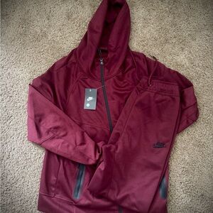 Nike Men's Maroon Hooded Jacket and Pants Set